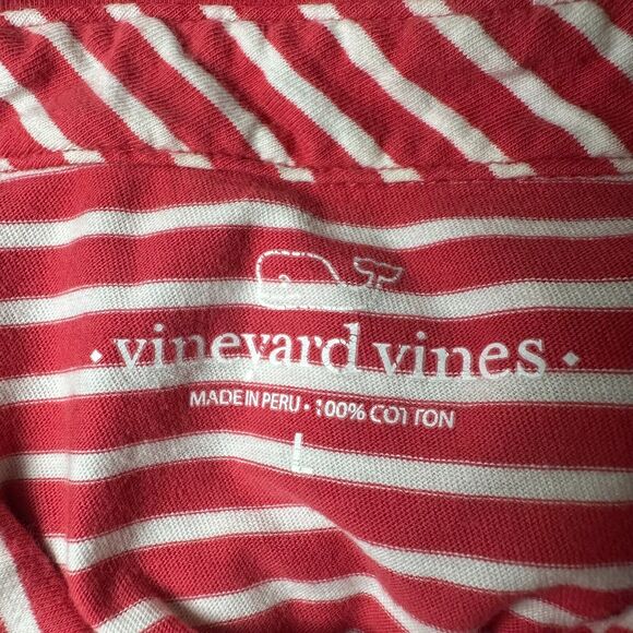 Vineyard Vines Polo Shirt Men Size Large Pink/White Striped Normcore Leisurewear - Picture 3 of 3